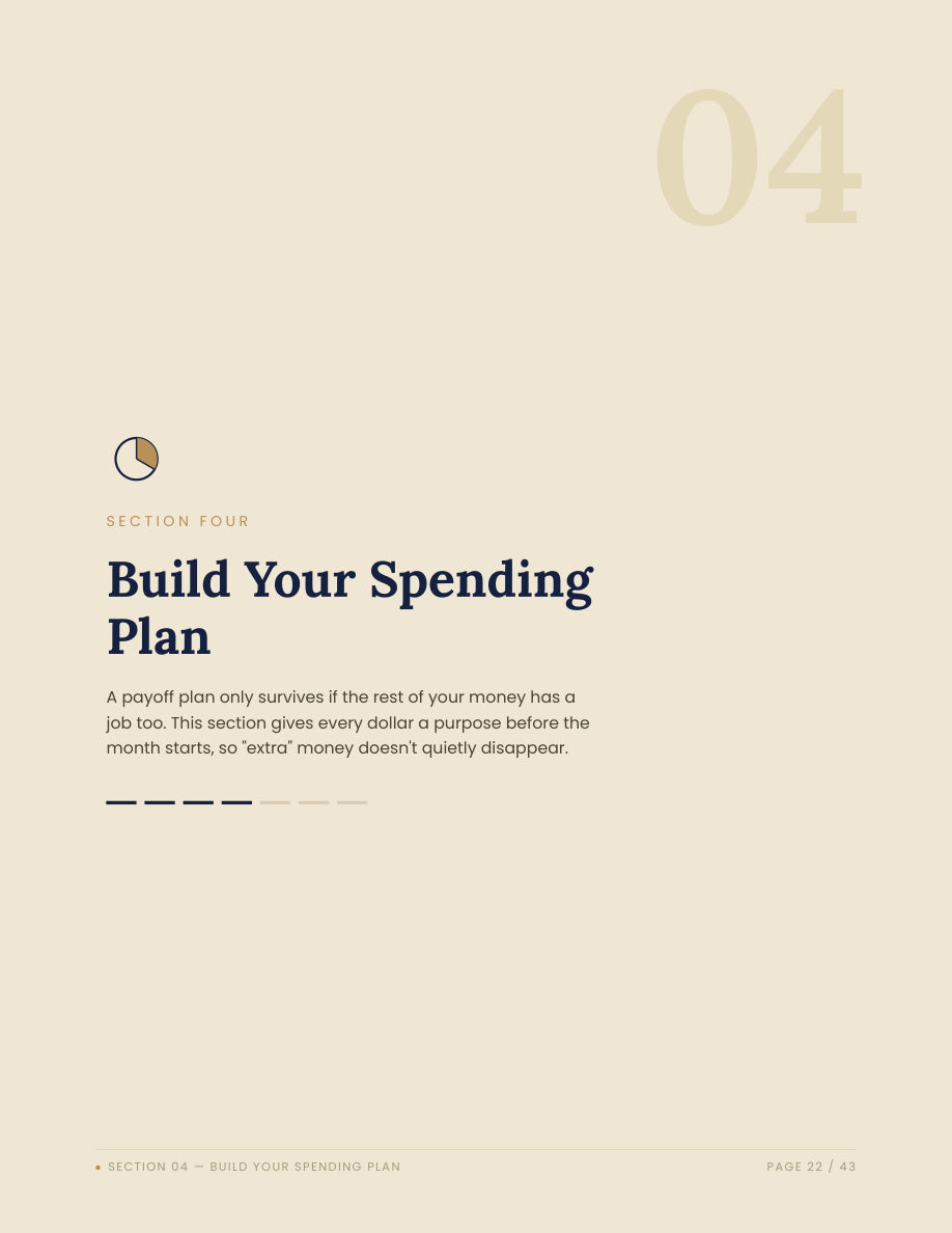 Zero-based monthly budget worksheet from the Debt Freedom Blueprint